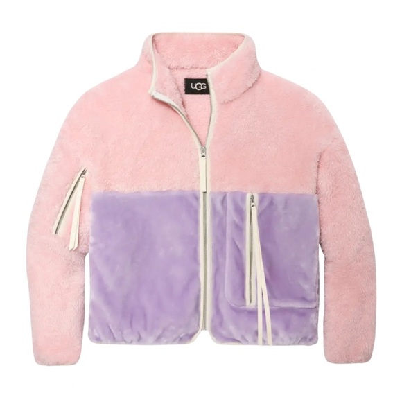 New UGG Marlene Sherpa Jacket ll / Pink/Purple Size L - Picture 2 of 5